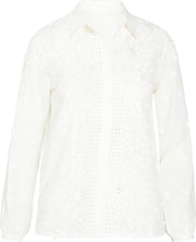 Cassis - Katoenen blouse met borduursel en kant - Ecru