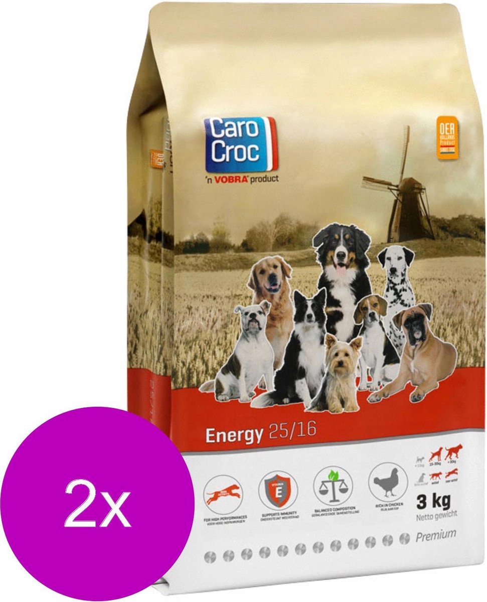 Carocroc Energy Vlees&Gevogelte - Hondenvoer - 2 x 3 kg