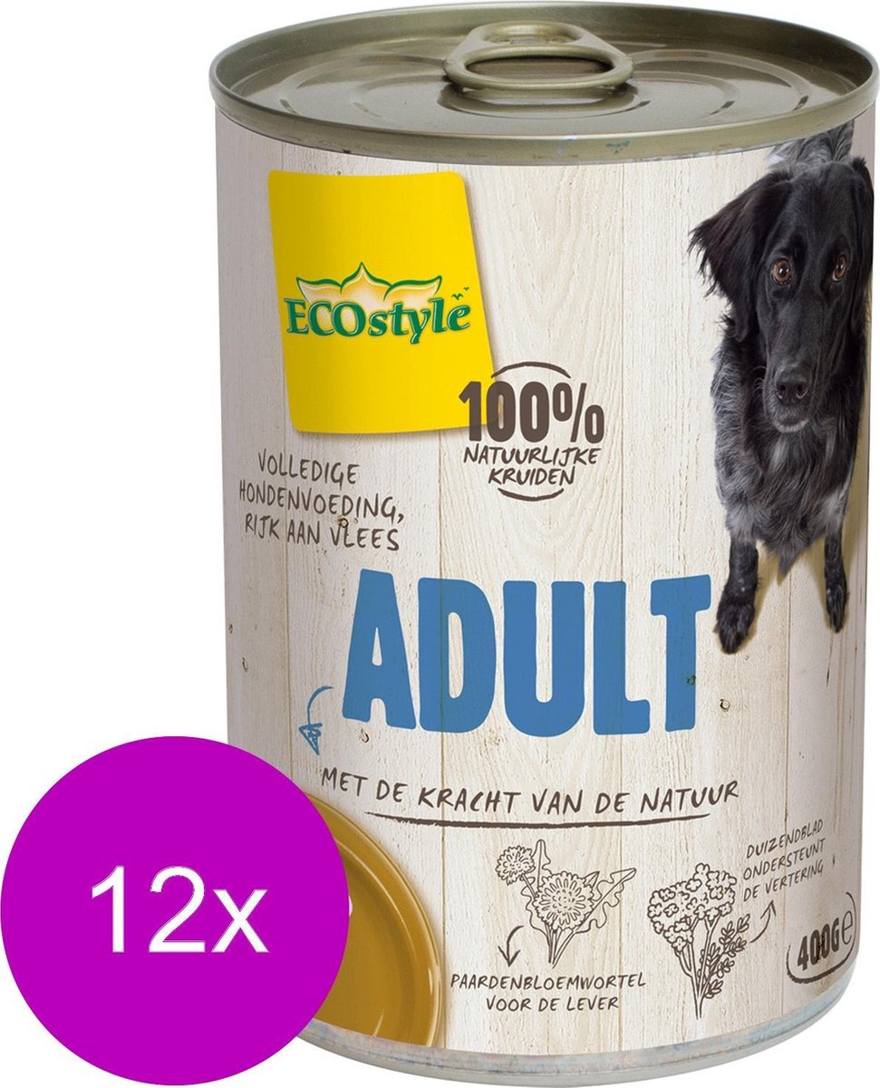 Ecostyle Blik Vitaal Vlees Adult - Hondenvoer - 12 x 400 g