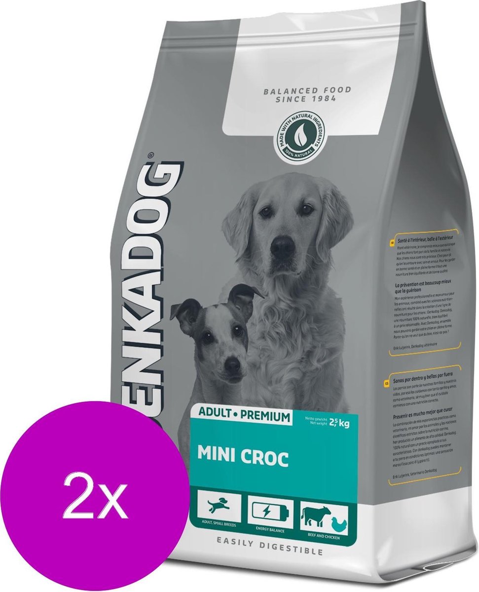 Denkadog Mini Croc - Hondenvoer - 2 x Rund Kip 2.5 kg