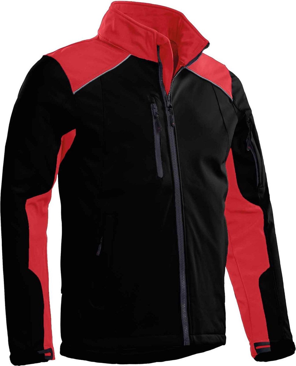 Santino softshell jack Tour - 200152 - zwart / rood - maat L