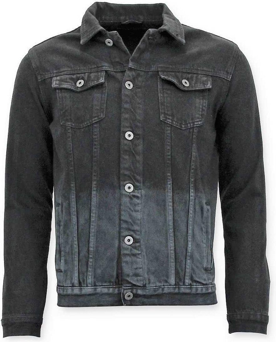 Enos Spijkerjack Heren - Blanco Denim - Zwart - Maat: S