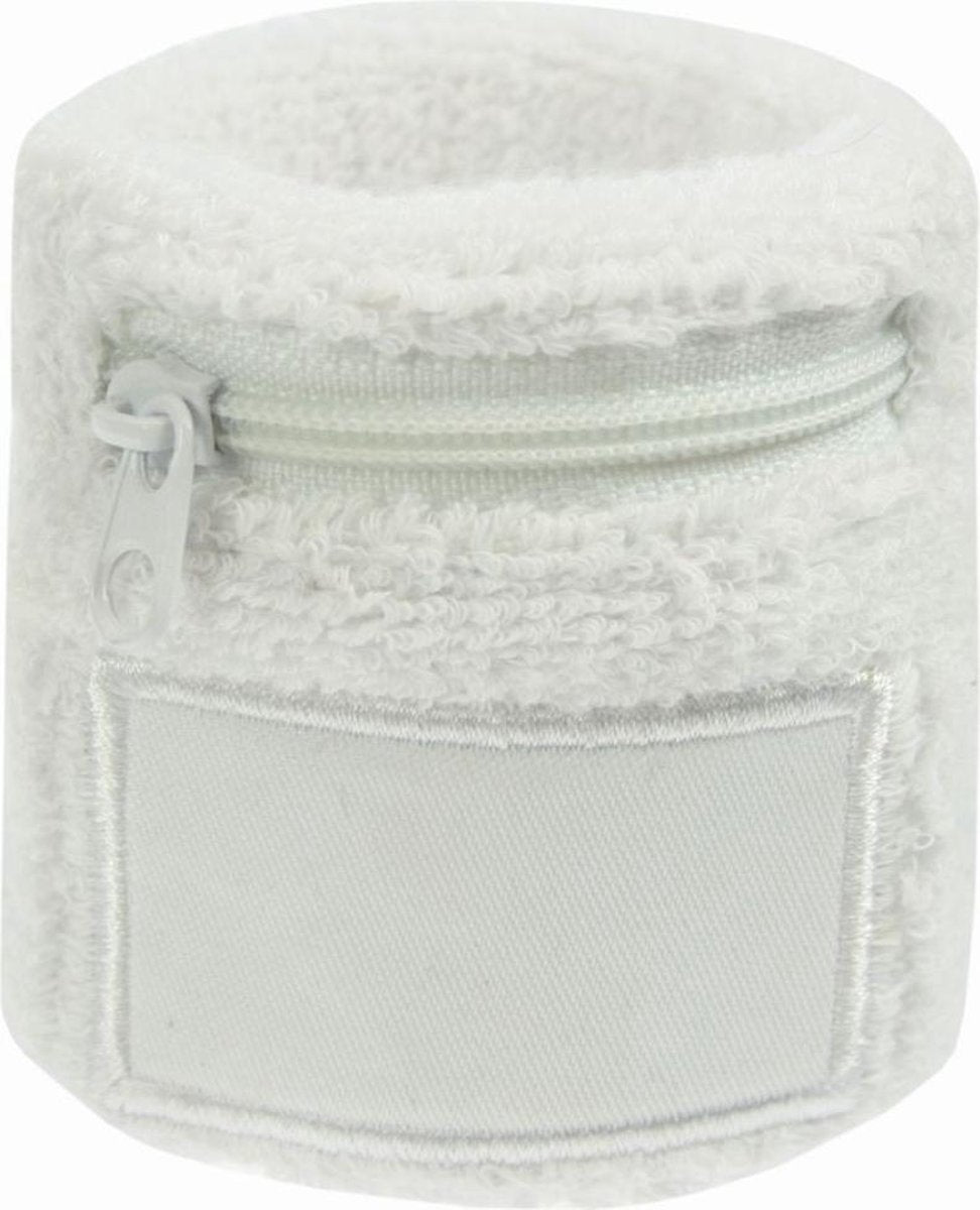 Benza Pols Zweetbandjes - Wit (6 cm) Inc. Opbergvakje met rits