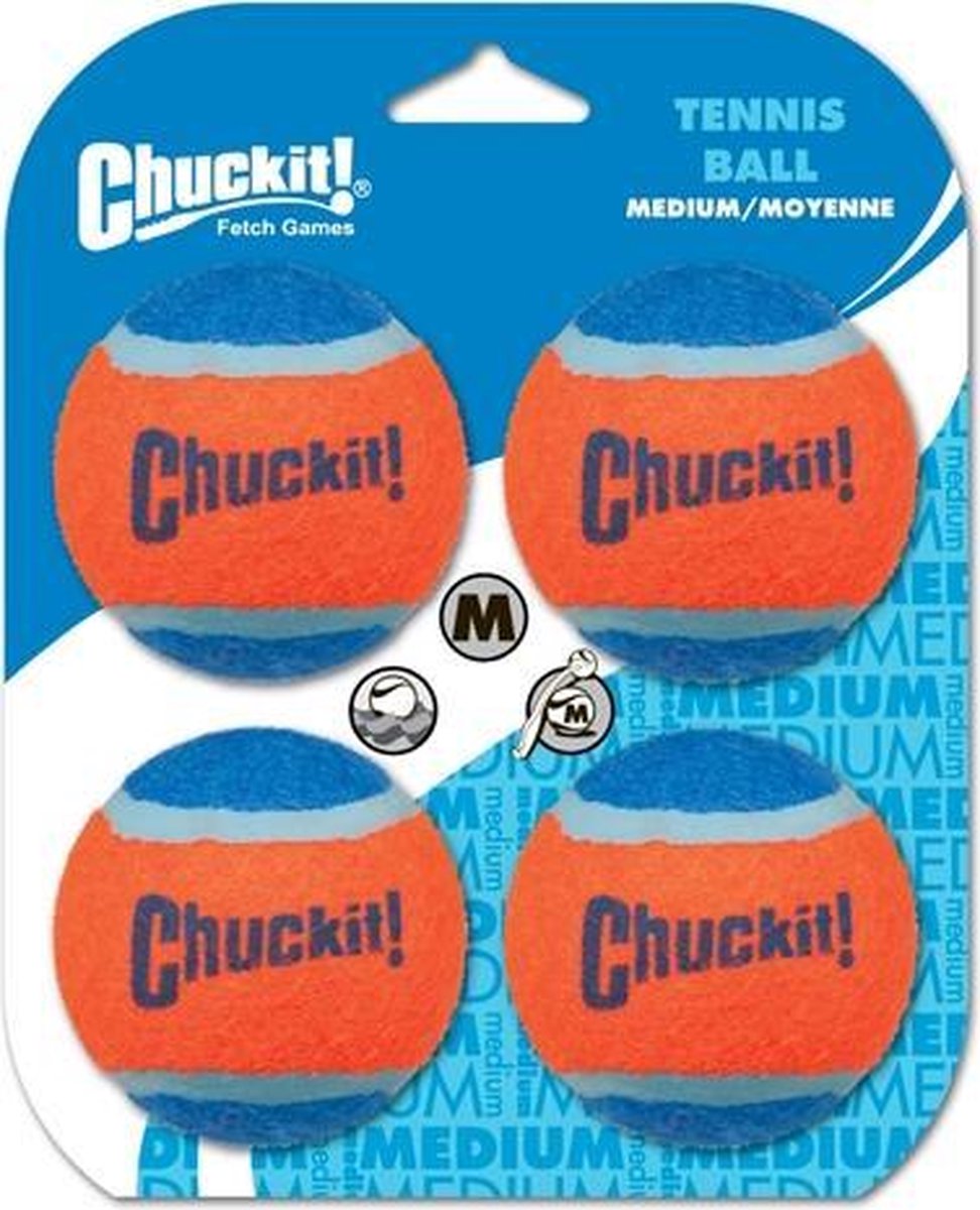 Chuckit tennisbal - medium 6 cm 4 st - 1 stuks