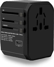 Universele Wereldstekker met USB-C en 4 USB Poorten - 2000 Watt Internationale Reisstekker voor 150+ landen - Amerika (USA) - Engeland (UK) - Australië - Azië - Zuid Amerika - Afrika – Reis Adapter en Oplader – Zwart
