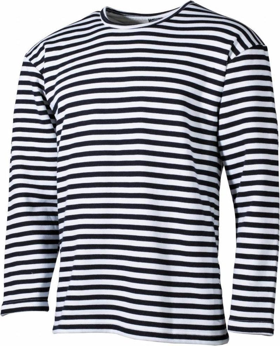 MFH Russich marine shirt - wit met blauw - lange mouw - wintermodel - MAAT M - OVER-SIZED