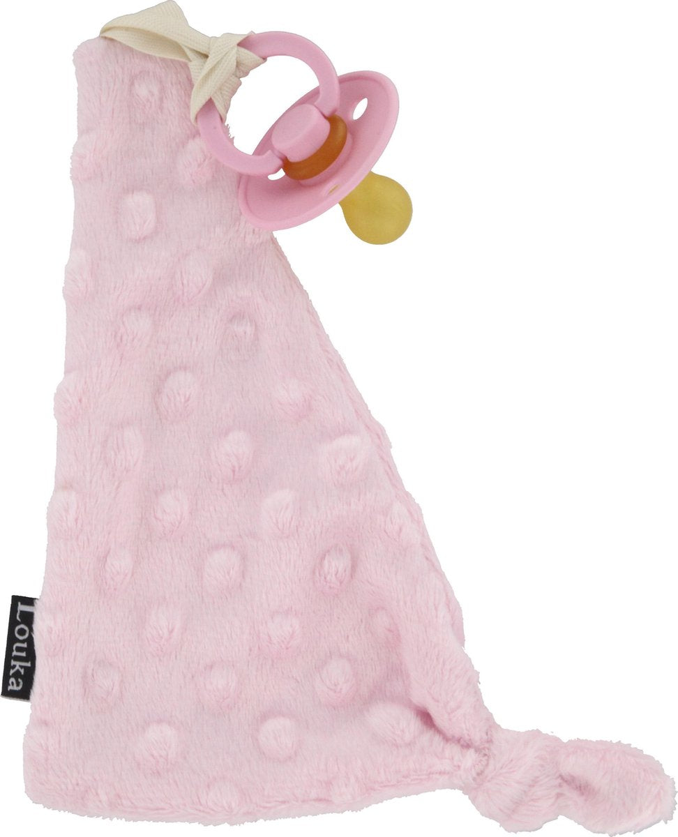 Louka speendoekje driehoek minky licht roze - meisje - minky - speenknuffel - excl. Bibs speen