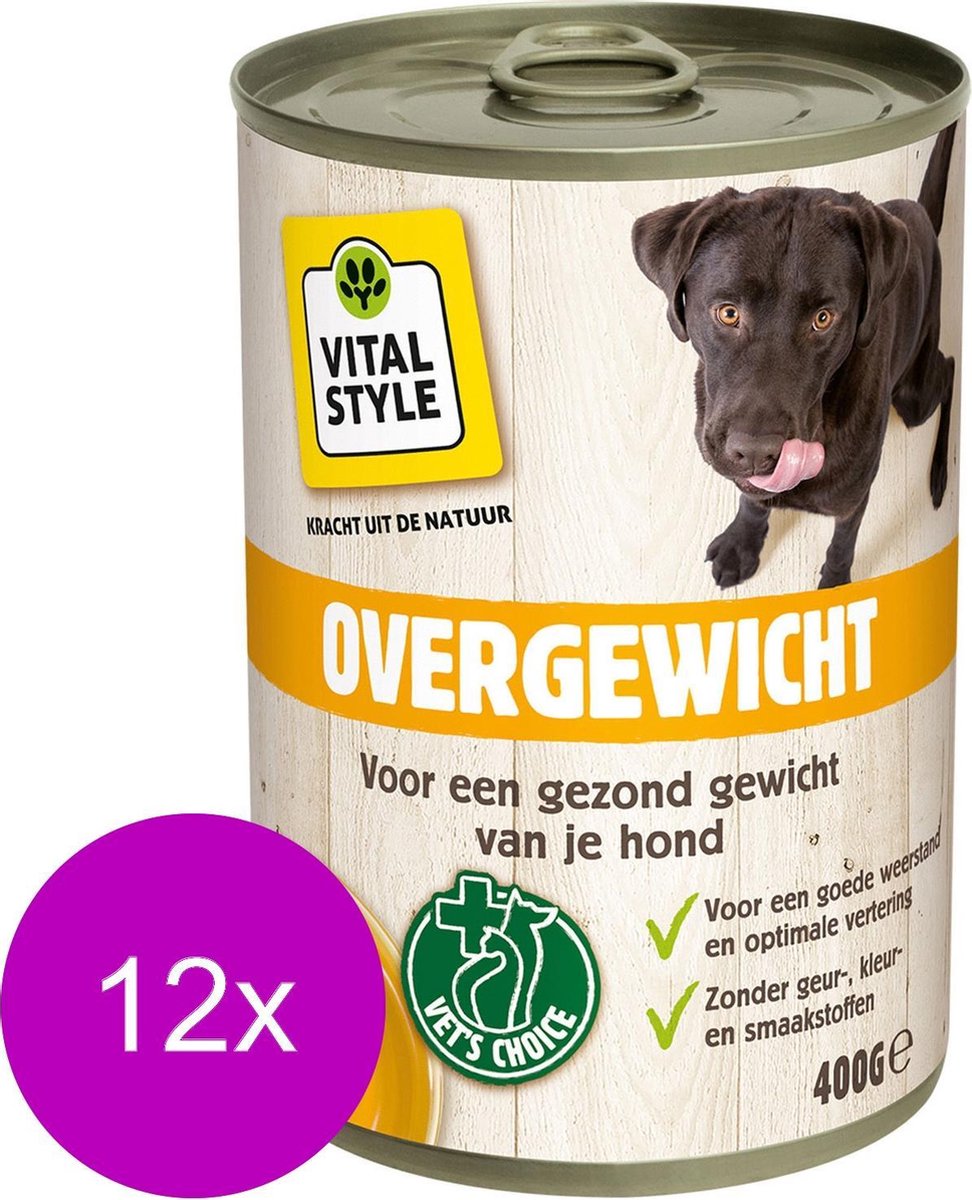 Ecostyle Blik Vitaal Vlees Overgewicht - Hondenvoer - 12 x 400 g