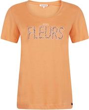 Tramontana | T-Shirt Petites Fleurs | Apricot | Maat M
