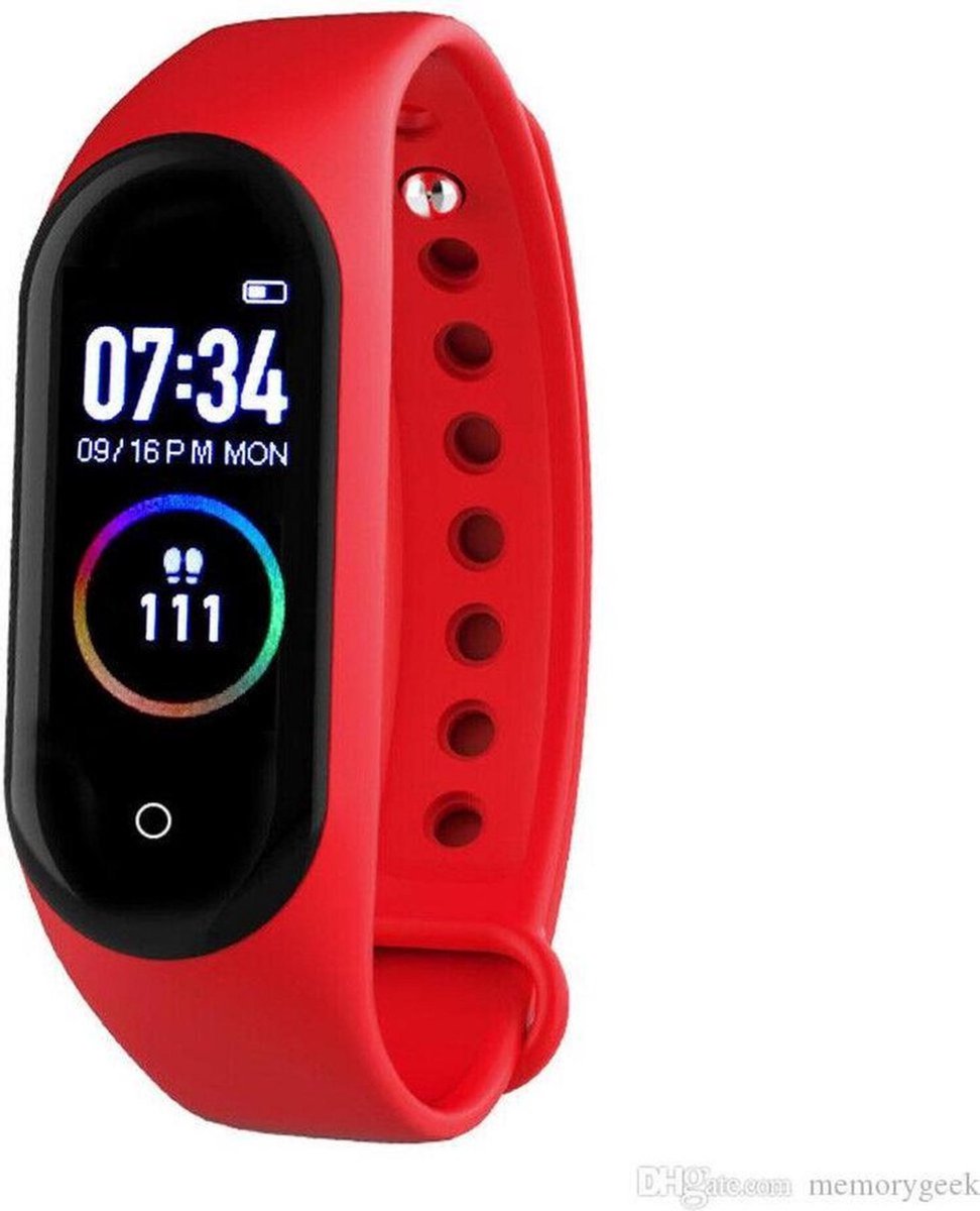 Stappenteller - Calorieënmeter - Hartslagmeter - Sport horloge - Bloeddrukmeter - Afstandmeter - Rood - Smart Bracelet - IOS & Android - Voor Heren en Dames