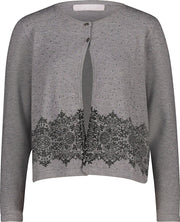 Cassis - Cardigan met strassteentjes en etnische motiefjes - Grijs