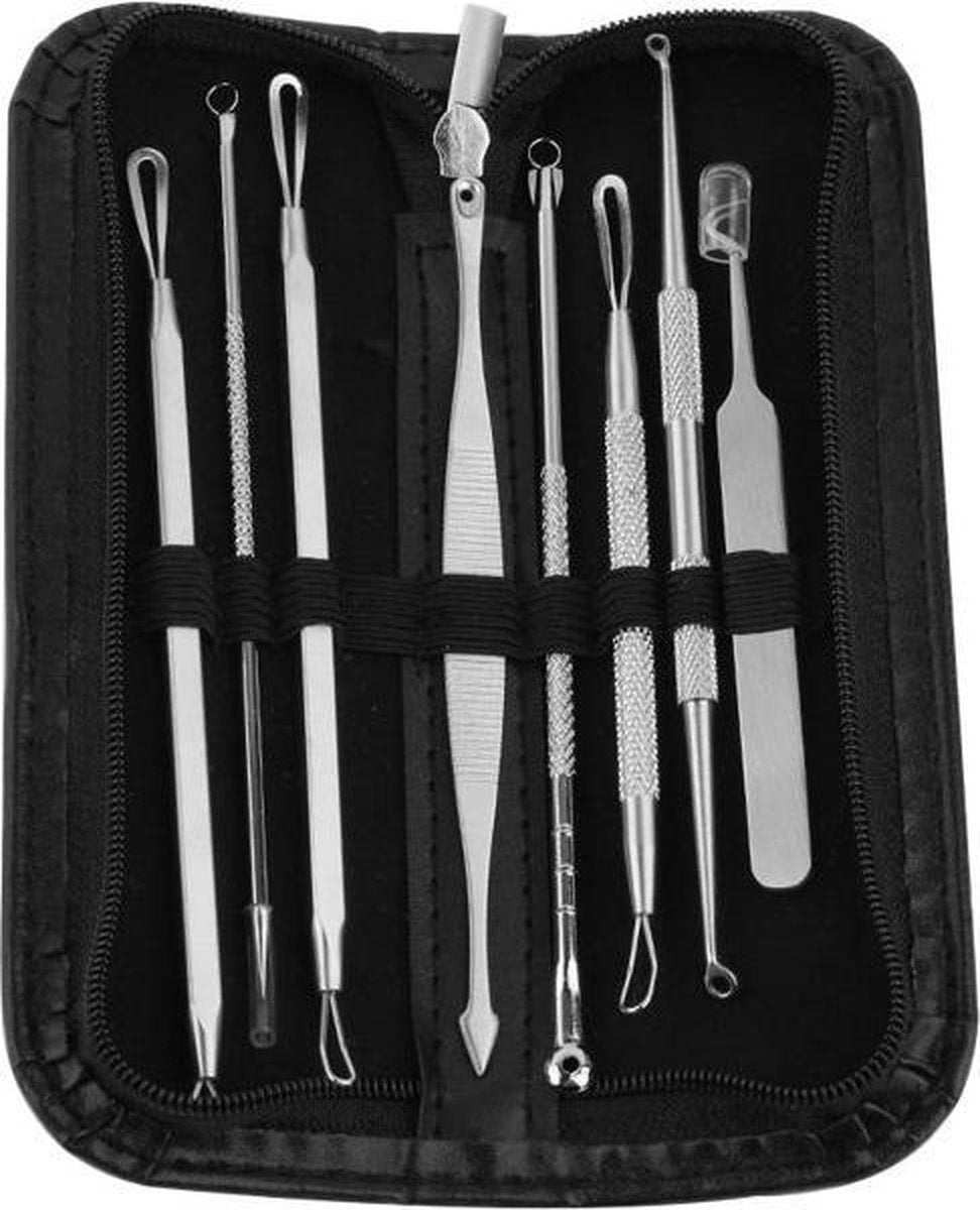 XL set – Mee-eters & Acne Verwijderen Set – RVS Blackhead Killer – 8 delig - Heble