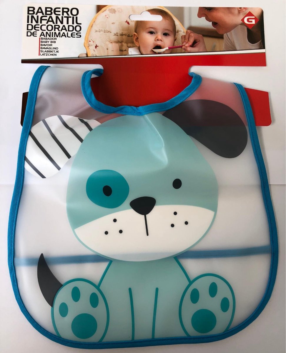 Baby slabbetje hond blauw - slab