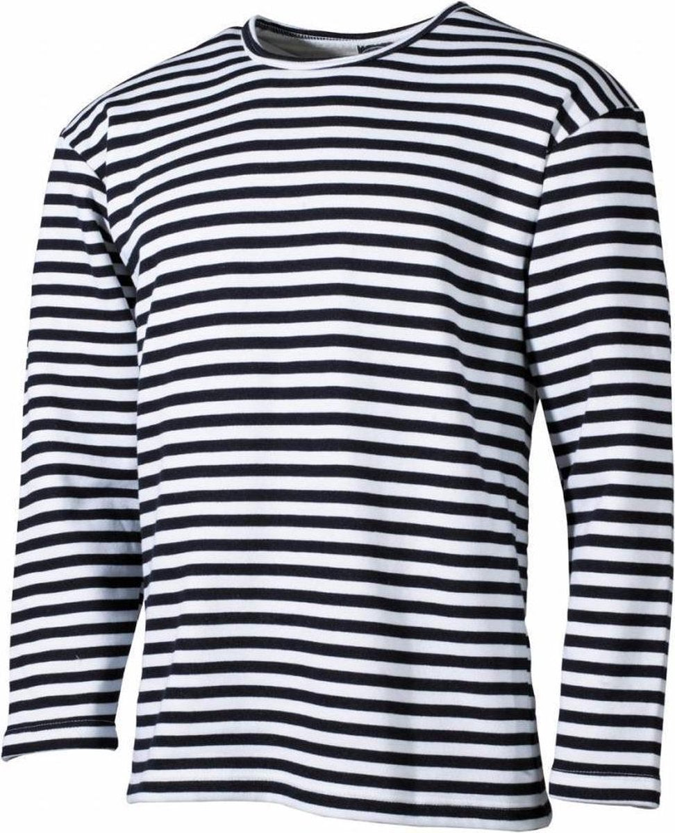 MFH Russich marine shirt - wit met blauw - lange mouw - wintermodel - MAAT S - OVER-SIZED