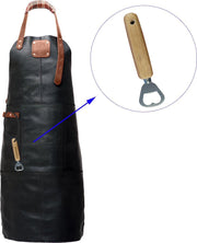 Sorprese Premium – bbq schort – zwart-bruin ruit – bbq schort mannen – 100% premium leder – inclusief flessenopener - bbq schort leer man