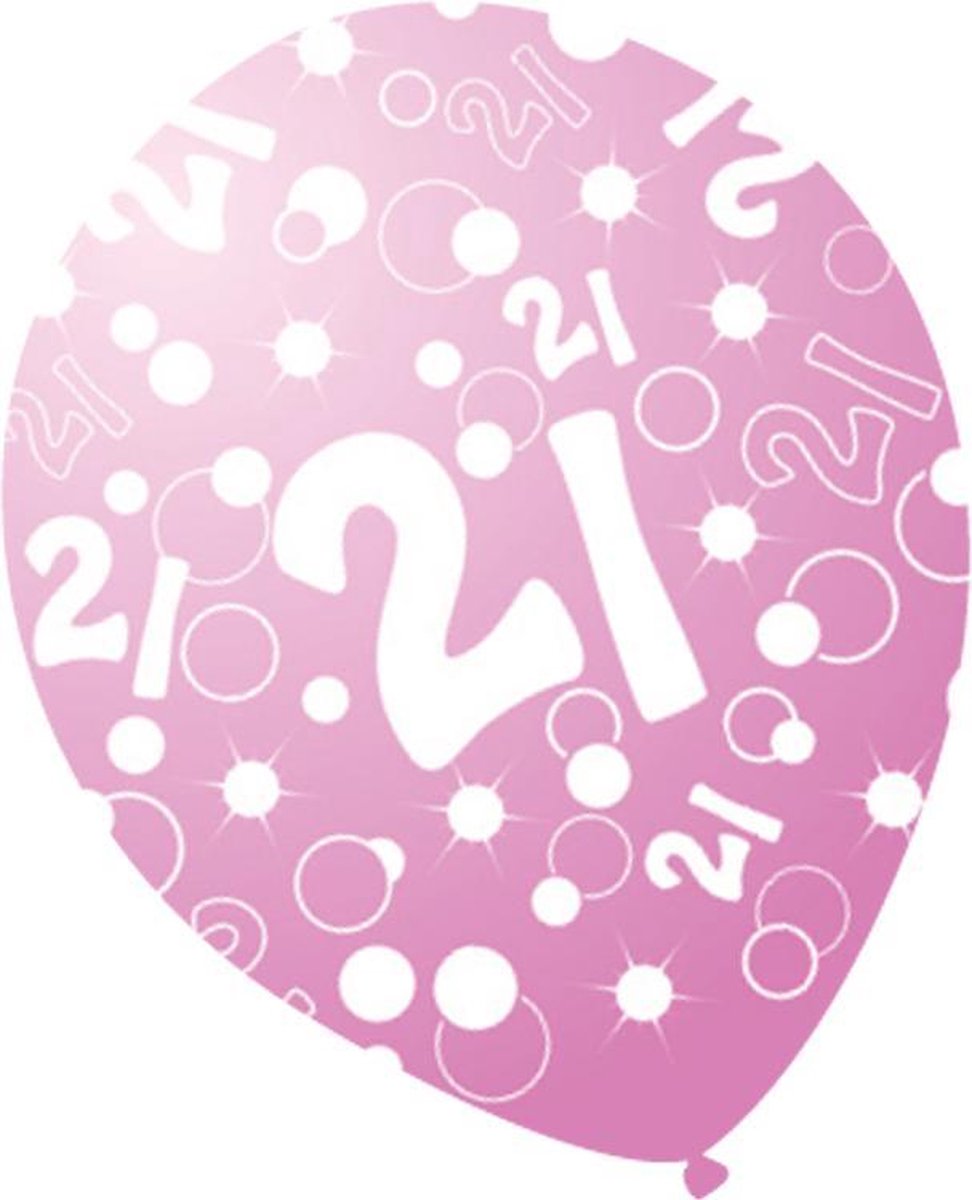 AMSCAN - 6 roze parel ballonnen met leeftijd - Decoratie > Ballonnen