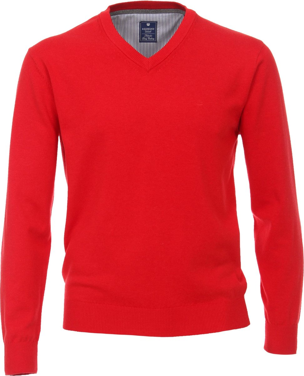 Redmond heren trui katoen V-hals - rood -  Maat: 4XL