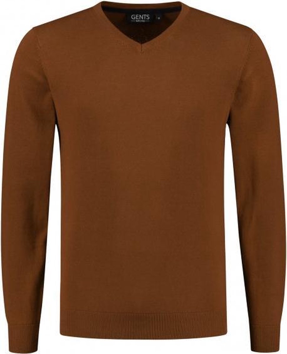 GENTS | Trui Heren V-neck katoen oker 0129 Maat L