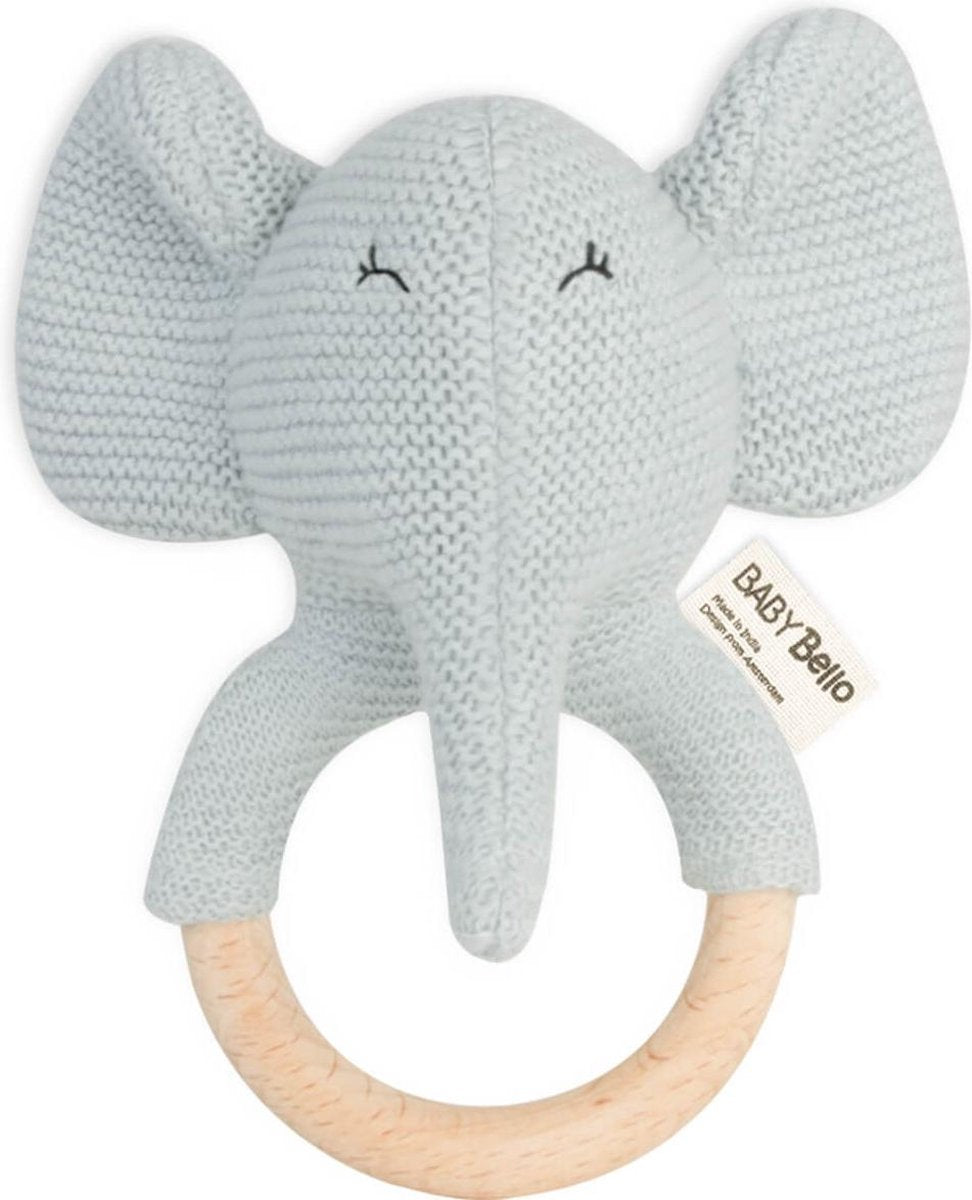 Baby Bello Elvy de Olifant – Rammelaar & Bijtring - Blauw