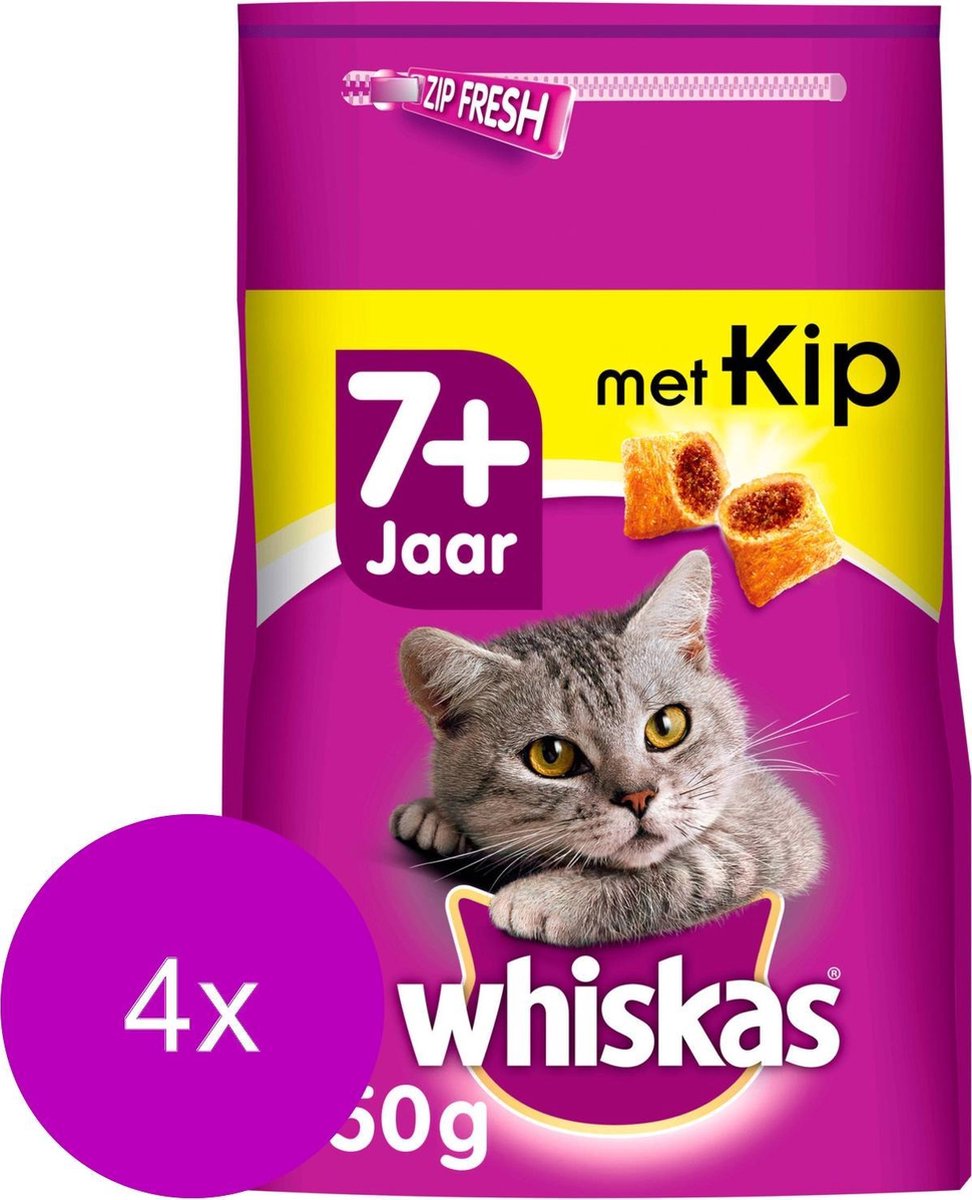 Whiskas Brokjes Senior Kip - Kattenvoer - 4 x 950 g