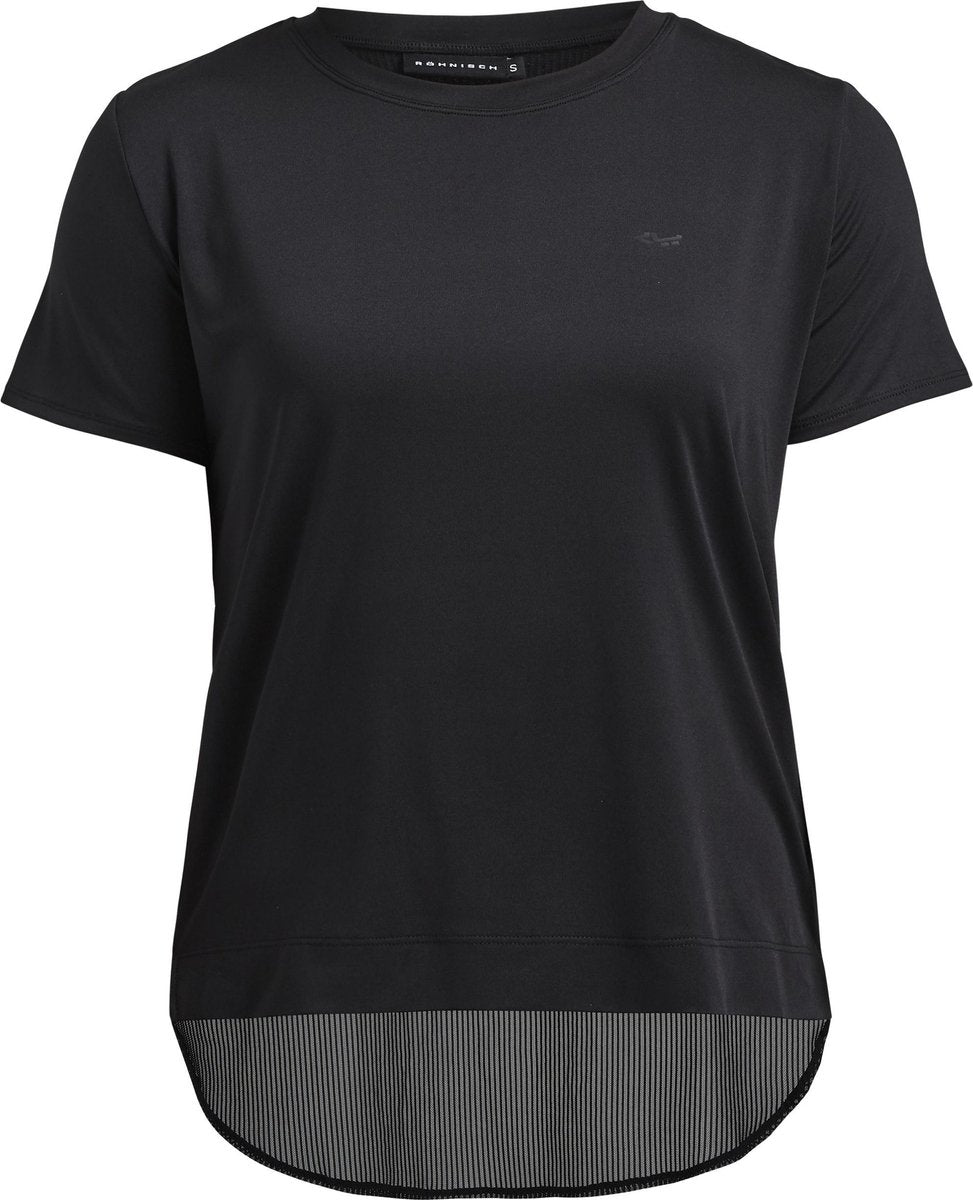 Rohnisch Mesh Back Tee Dames Sportshirt - Zwart - Maat M
