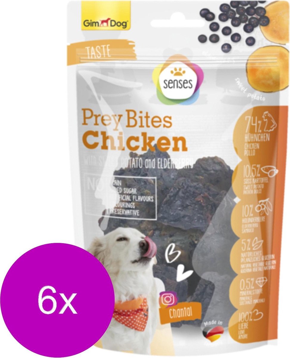 Gimdog Senses Prey Bites 100 g - Hondensnacks - 6 x Vlierbessen&Bataat