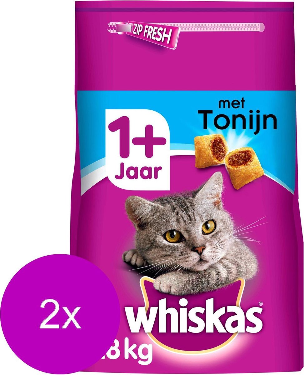 Whiskas Brokjes Adult Tonijn - Kattenvoer - 2 x 3