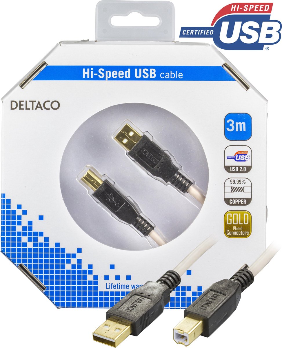 DELTACO USB-230-K Verbindingskabel USB 2.0