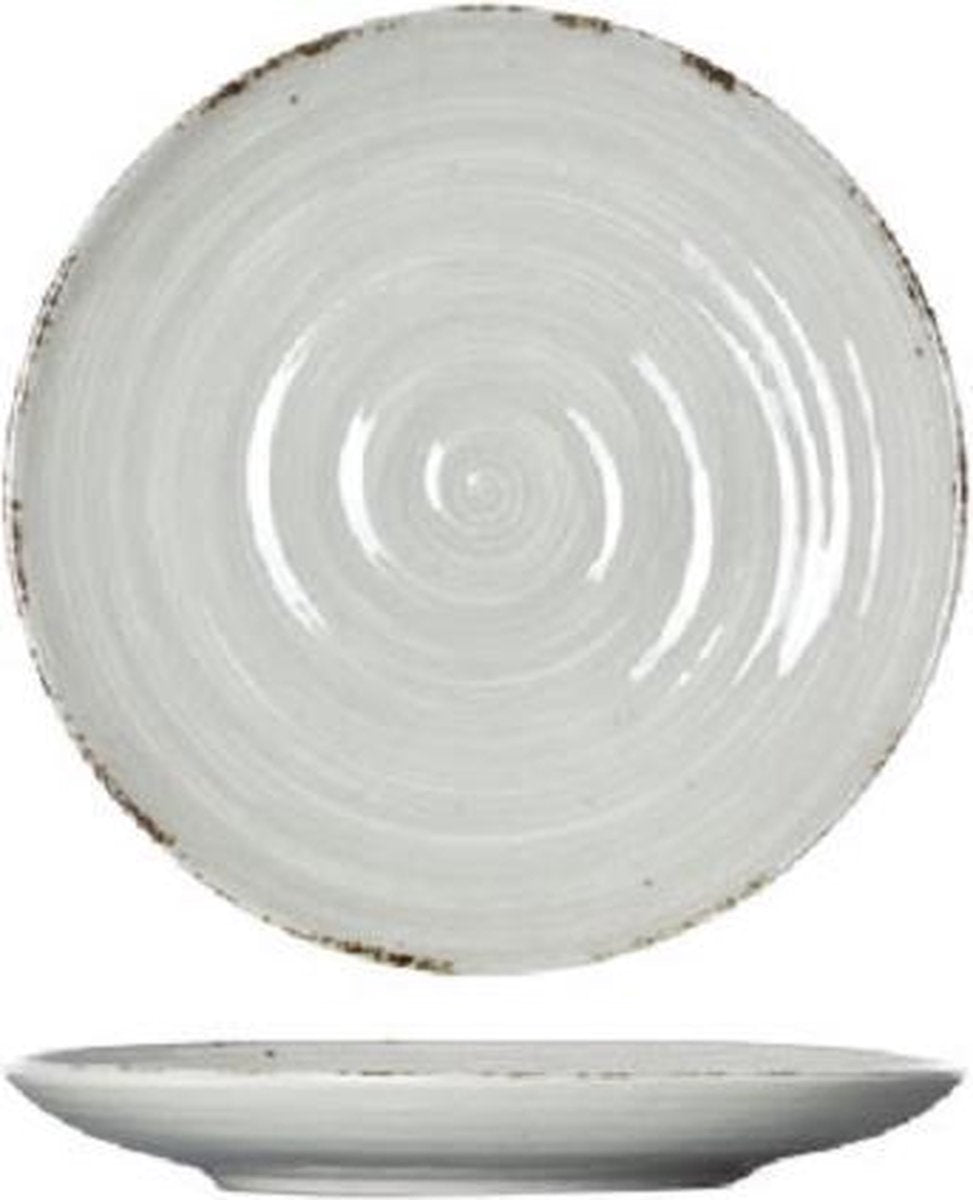 Cosy & Trendy Avalon - Dessertbord - Grijs - D18.5xh2.5cm - Keramiek - (set van 6) en Yourkitchen E-kookboek Heerlijke Smulrecepten