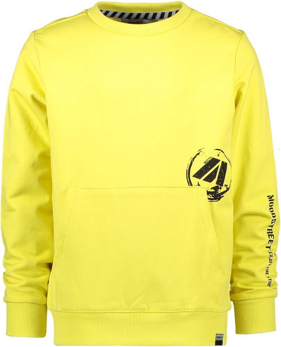 Moodstreet Jongens sweaters Moodstreet MT sweater chestpocket Washed Yellow 86/92