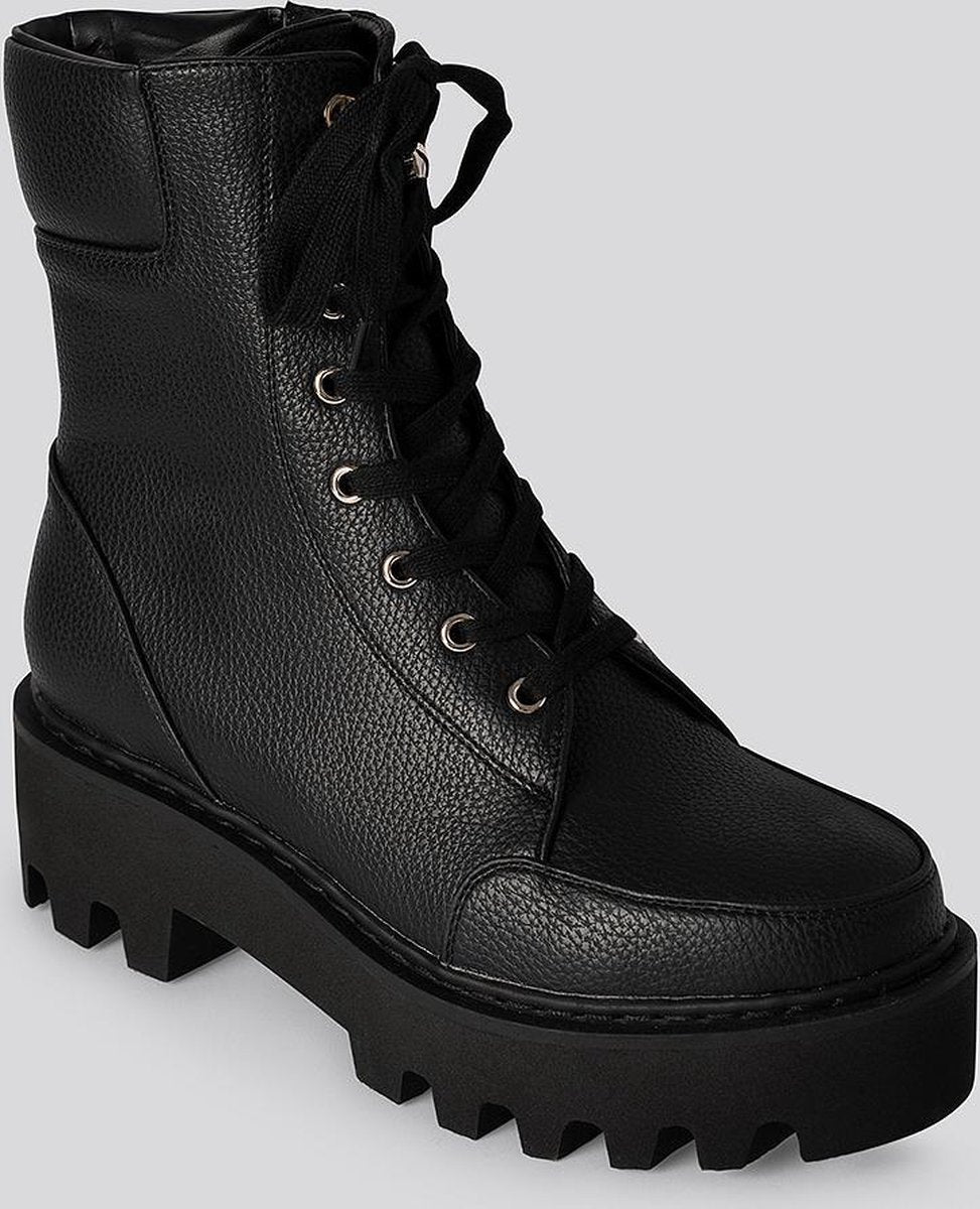 NA-KD High Profile Lace Up Vrouwen Laarzen - Black - Maat 38
