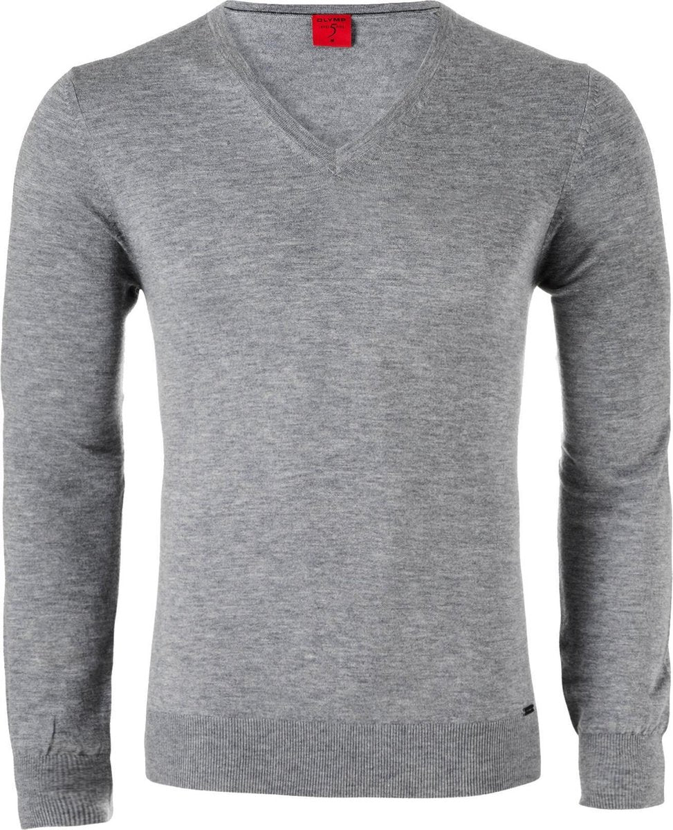 Olymp Heren Level Five Body Fit Merino Silk V-hals Grijs XL
