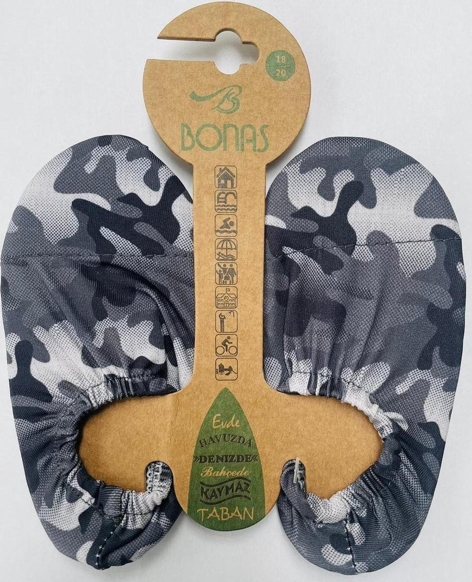 Bonas Antislip Zool Waterschoen | Zwemschoenen | Zwemslof | Gymschoen voor Kinderen Maat 21-23 Camouflage