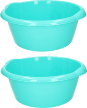 Set van 2x stuks ronde afwasteil/afwasbak turquoise groen 6 liter 32 x 12