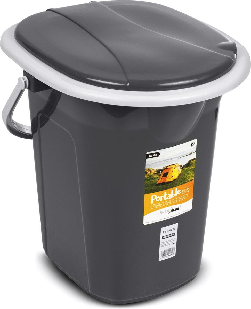 Campingtoilet 19L Mobiele toiletemmer Reistoilet Toiletemmer Toilet Mobiele camping Antraciet