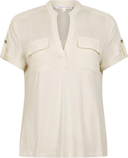 Top S/S Jersey Chiffon Mix Cream - M