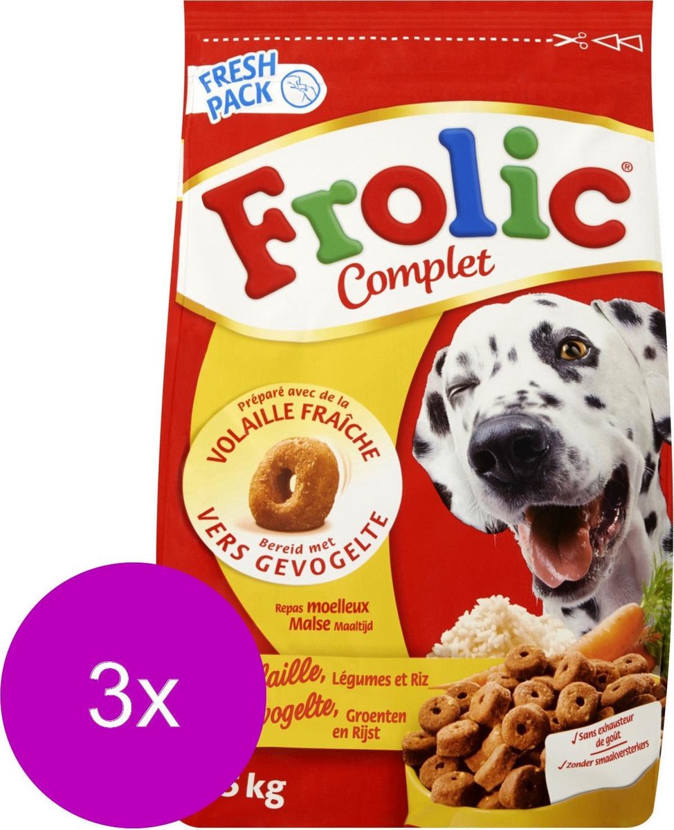 Frolic Compleet - Gevogelte - Hondenvoer - 3 x 1.5 kg