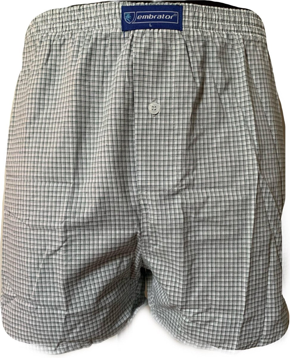 Embrator mannen Boxershort geweven katoen wit/groen/zwart L