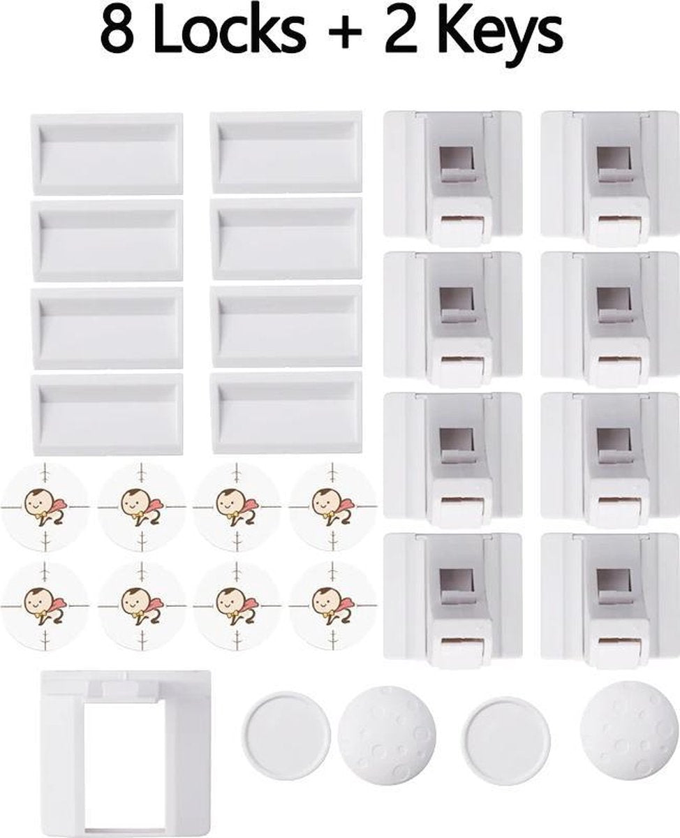 BukkitBow - Kindermagneetslot Kast deuren en lades - 8 sloten + 2 sleutels