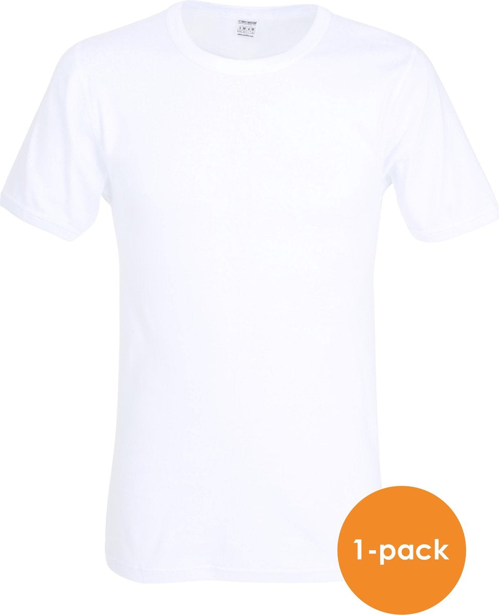 Ceceba heren T-shirt fijnrib regular fit (1-pack) - O-hals - wit -  Maat: M