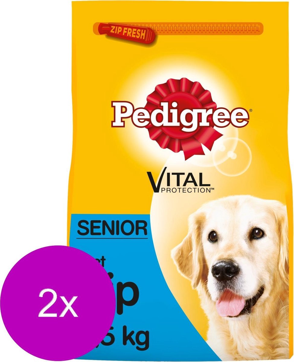 Pedigree Senior 8plus Complete - Hondenvoer - 2 x Kip Rijst 2.5 kg