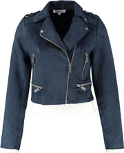 Morgan kort zacht blauw suedelook biker jasje - valt kleiner - Maat 36