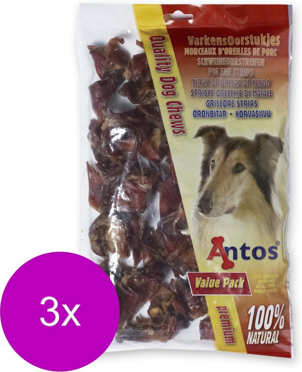 Antos Oorstukjes - Hondensnacks - 3 x Varken 500 g