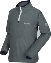 Kinderen Loco Lichtgewicht Mini gestreepte fleece met halve rits Outdoortrui Blauw