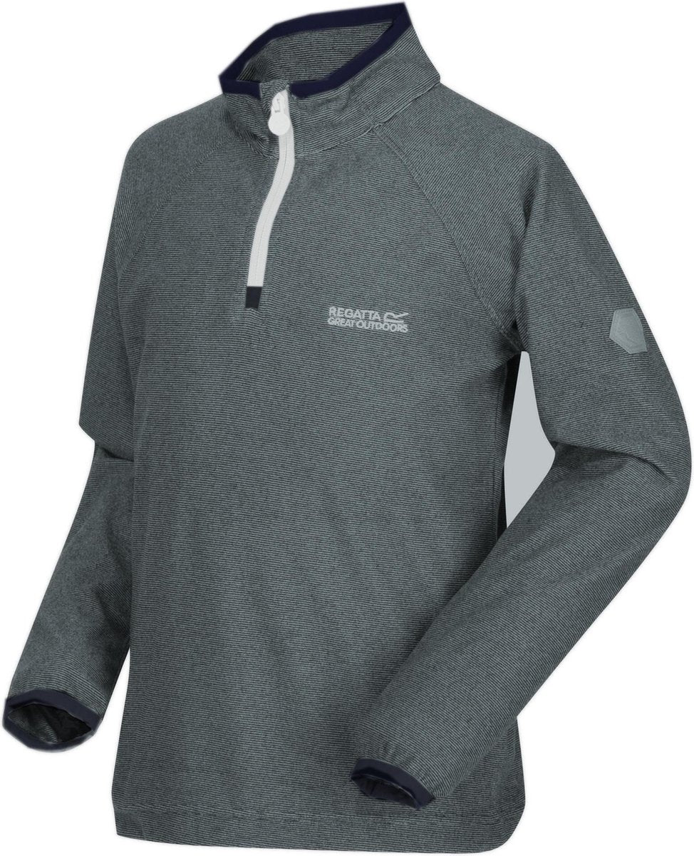 Kinderen Loco Lichtgewicht Mini gestreepte fleece met halve rits Outdoortrui Blauw