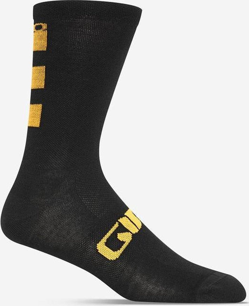 Giro Seasonal Merino Wool Black/Yellow Fietssokken L (43-45)