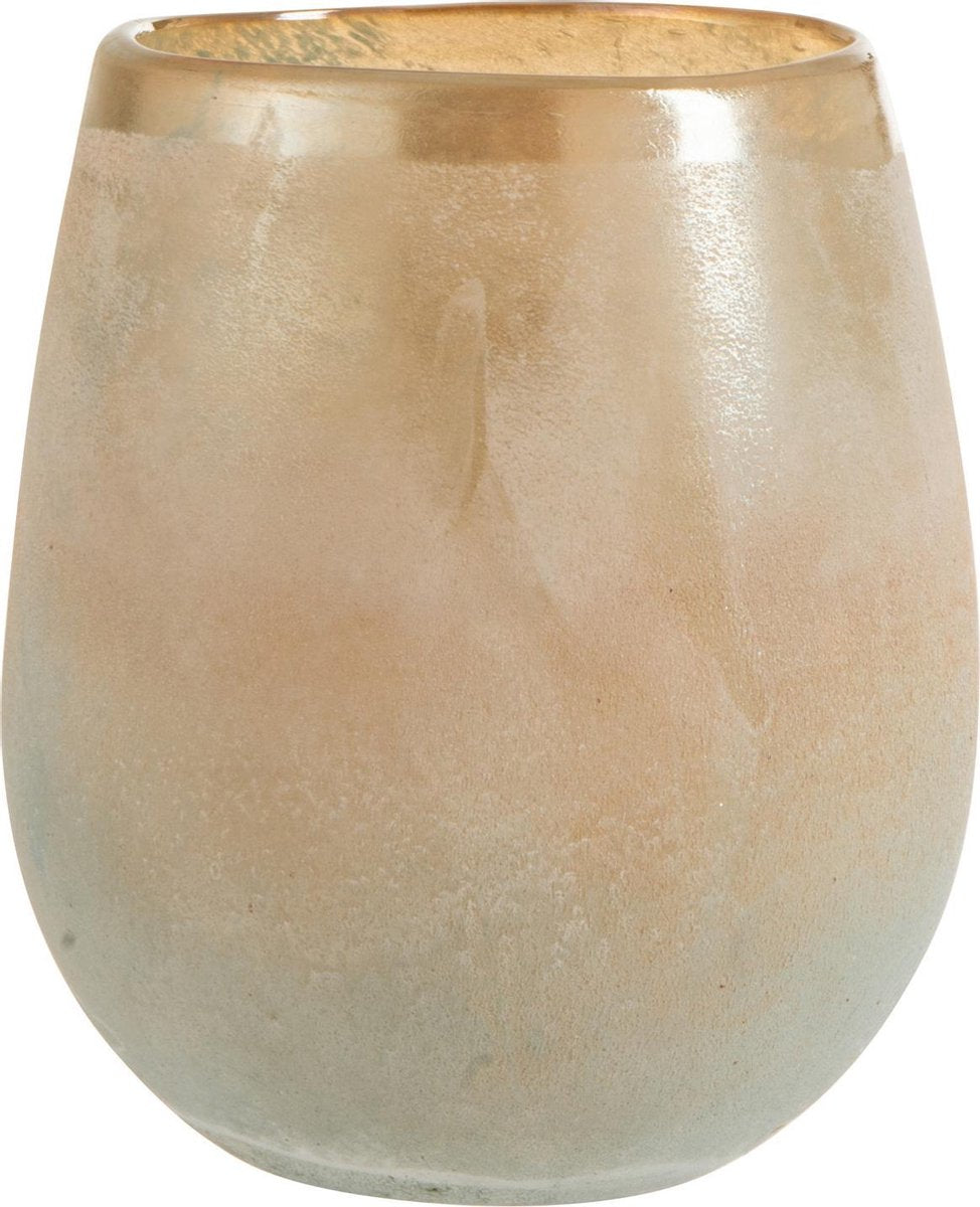 J-Line Windlicht Scavo Rand Glas Oranje/Blauw Small