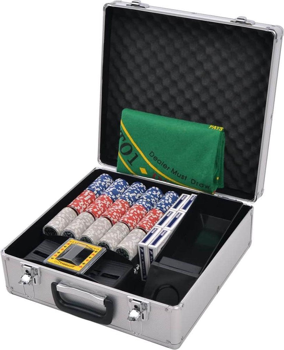 Pokerset  met Koffer 600 Chips - Blackjack Set 600 chips - Poker chips set - Pokerset Alumunium Koffer
