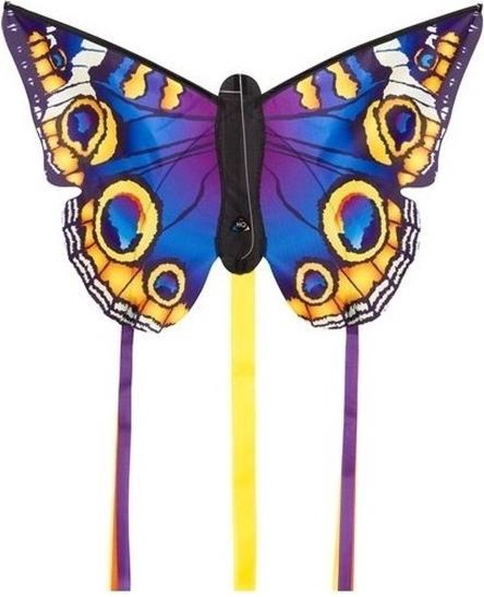 Vlinder vlieger blauw 52 x 34 cm met staarten