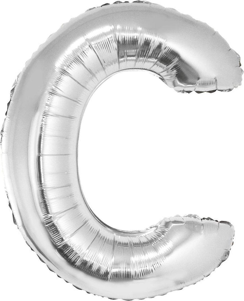 Grote folie ballon letter C Zilver